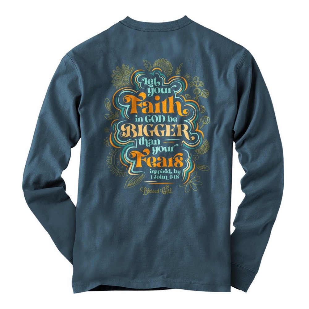 NWT Blessed Girl Womens Long Sleeve T-Shirt - Faith Bigger